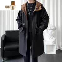 YANXU中长款风衣男2023新款秋季过膝防风外套大码宽松韩版英伦大衣