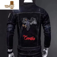 YANXU高端刺绣牛仔外套男韩版修身工装夹克男士潮流帅气休闲上衣