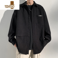 YANXU灯芯绒长袖衬衫男日系复古青少年潮牌学院风情侣学生宽松外套