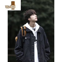 YANXU新款美式牛仔衣夹克男士潮牌高街百搭黑色薄款复古潮流外套