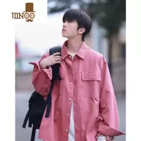 YANXU日系粉色牛仔衬衫外套男潮牌阳光干净少年感穿搭工装外穿衬衣夹克