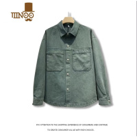YANXU新款盐系复古休闲牛仔夹克男宽松百搭翻领美式工装衬衫外套潮