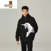 YANXU独角兽外套嘻哈宽松情侣连帽拉链基础开衫上衣男