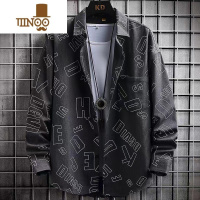 YANXU日系字母印花长袖衬衫男潮牌痞帅宽松百搭衬衣男士休闲外套