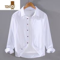 YANXU衬衫男士长袖日系基础款纯色衬衣寸初秋男生休闲时尚工装外套