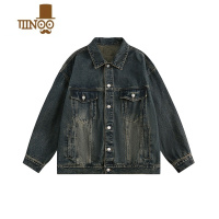 YANXUBOLM美式复古牛仔外套男感宽松情侣工装翻领夹克潮牌