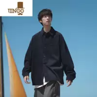 YANXUE2023秋季新款男长袖衬衫无弹日系复古纯色百搭休闲学生衬衣