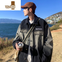 YANXU牛仔外套男士感痞帅夹克美式潮牌复古宽松工装水洗长袖