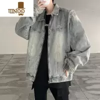 YANXU美式街头嘻哈刺绣翻领牛仔夹克男女新款潮牌宽松情侣痞帅外套