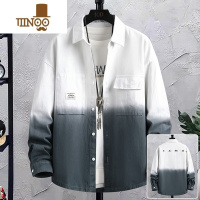 YANXU渐变色衬衫男夏季薄款日系工装长袖衬衣男士潮牌休闲寸衫外套