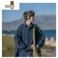 YANXU藏蓝色长袖春日衬衫男日系cityboy少年感穿搭男生衣服搭配帅气潮