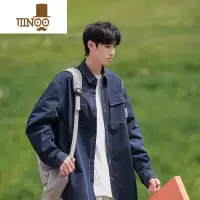 YANXU日系工装长袖衬衫男秋季新款复古潮流宽松休闲百搭青少年衬衣外套