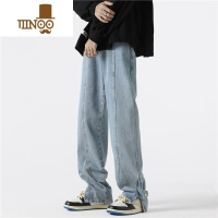 YANXU美式复古高街水洗宽松休闲牛仔裤男士夏款潮牌直筒阔腿裤子