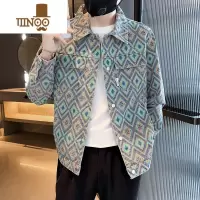 YANXU痞帅潮流个性牛仔外套男新款翻领百搭感男士修身休闲夹克