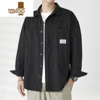 YANXU衬衫男2023新款潮牌日系长袖衬衣宽松痞帅工装外套衣服