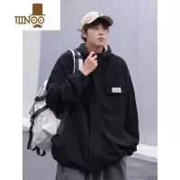 YANXU2023秋季新款工装外套男生款帅气学生灯芯绒连帽夹克