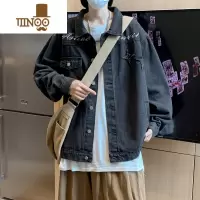 YANXU潮牌bf做旧刺绣牛仔夹克男款设计感上衣宽松美式痞帅情侣外套