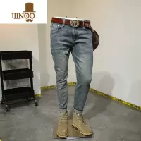 YANXU复古水洗百搭男士牛仔裤男修身小脚牛仔长裤男弹力款男裤子潮