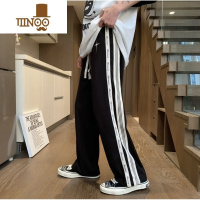 YANXU夏季新款侧条纹休闲裤长裤男美式vibe百搭垂感拖地宽松嘻哈运动裤