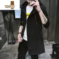 YANXU军风衣外套男士2023新款潮牌男装潮流薄款连帽中长男款大衣