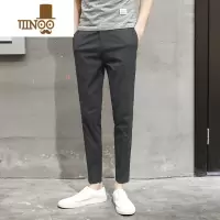 YANXU秋季九分裤男修身小脚裤黑色休闲长裤男西装裤韩版潮流男士休闲裤