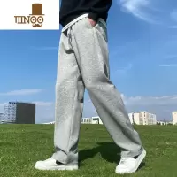 YANXU裤子男款款宽松直筒运动裤加肥大码胖子卫裤垂感阔腿休闲长裤