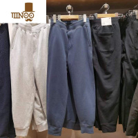 YANXU试衣间2023款男女情侣款棉束脚休闲运动灰色卫裤长裤夏季