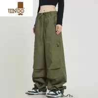YANXU2028PD 美式复古多口袋宽松工装裤男女夏季直筒降落伞兵休闲长裤