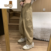 YANXU卡其色工装裤男秋季长裤日系cityboy裤子美式复古直筒宽松阔腿裤