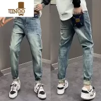 YANXU新款潮流弹力小脚牛仔裤男士时尚百搭舒适直筒休闲长裤