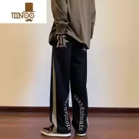 YANXU男生穿搭感裤子男2023秋季新款潮牌字母刺绣美式高街休闲长裤