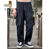 YANXU夏季男学生速干薄款直筒休闲工装裤宽松多口袋个性网红美式伞兵裤