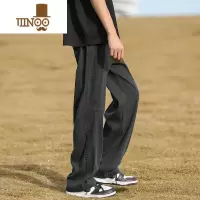 YANXU亚麻裤男夏季潮流宽松直筒长裤子大码薄款透气冰丝工装九分休闲裤
