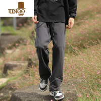 YANXU裤子男春2023新款男士日系宽松直筒痞帅抽绳男生休闲长裤潮