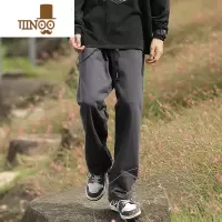 YANXU裤子男春2023新款男士日系宽松直筒痞帅抽绳男生休闲长裤潮
