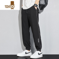 YANXU2023年休闲长裤男夏季薄款冰丝九分裤男士潮流百搭束脚运动裤子