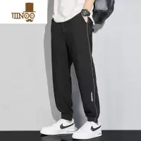 YANXU2023年休闲长裤男夏季薄款冰丝九分裤男士潮流百搭束脚运动裤子