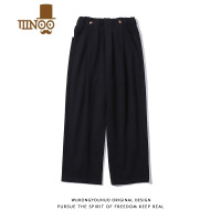 YANXU日系复古纯色阔腿工装裤男潮牌街头宽松直筒休闲百搭长裤