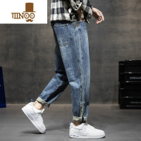 YANXU潮牌宽松牛仔裤男韩版潮流ins小脚哈伦裤痞帅休闲时尚款长裤