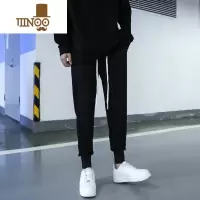 YANXU束脚裤男休闲裤男士黑色宽松潮牌男生裤子男款长裤卫裤男生运动裤