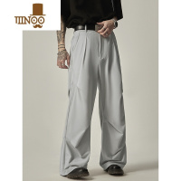 YANXUISIS 潮牌美式复古宽松褶皱工装裤男女垂坠感直筒阔腿休闲长裤