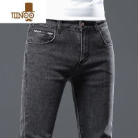 YANXU黑灰色春季牛仔裤男士弹力修身小脚裤休闲百搭2023款男生长裤