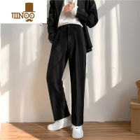 YANXU西装裤子男士夏季冰丝薄款垂坠感直筒宽松阔腿小西裤休闲长裤