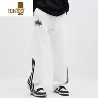YANXU耶啵耶啵美式白色运动裤男夏季hiphop街舞卫裤宽松直筒休闲裤子女