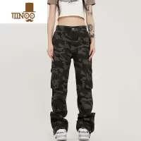 YANXU0123Start 美式高街迷彩裤男女宽松直筒hiphop潮牌休闲复古工装裤