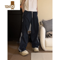 YANXUNECOYEP2023美式复古条纹运动裤宽松潮流松紧腰男女百搭裤