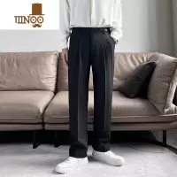 YANXUALN 垂感西裤男裤子直筒休闲长裤宽松小西装裤垂坠感个性裤子