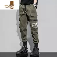 YANXU军绿机能工装裤男ins潮牌美式伞兵vibe高街宽松束脚男士休闲裤子