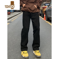 YANXU麻饭同学 美式复古简约纯色休闲裤男女工装微弹宽松直筒百搭长裤