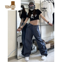 YANXUISLAND美式复古伞兵裤宽松直筒潮牌工装裤夏季薄款阔腿休闲裤男女